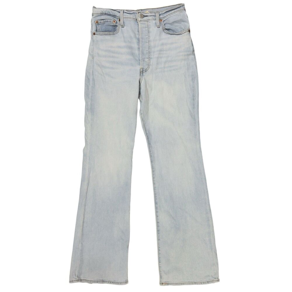 LEVI'S Ribcage Bootcut Jeans Size 31 Light Wash High Rise Boho Western Y2K Logo